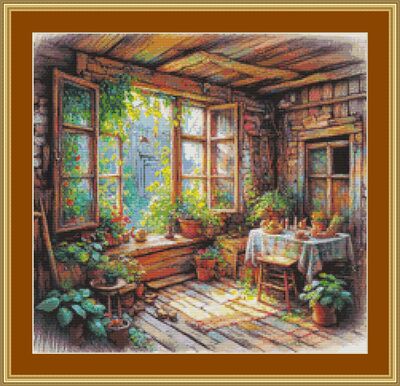 Wooden Room Cross Stitch Pattern