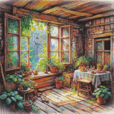 Wooden room cross stitch pattern