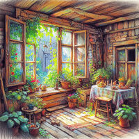 Wooden Room Cross Stitch Pattern - Thumbnail 2