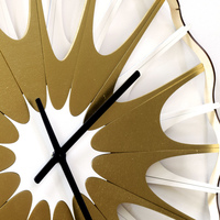 Neuron - large size contemporary white / gold wall clock made of bent plywood - Thumbnail 1