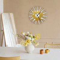 Neuron - large size contemporary white / gold wall clock made of bent plywood - Thumbnail 6