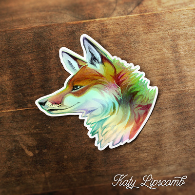 Fox profile - holo vinyl sticker