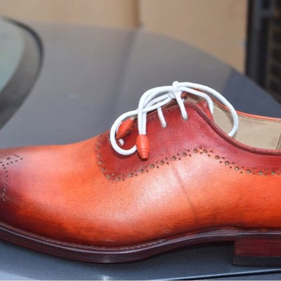 Crafted leather handmade oxfords brown & camel leather dress shoes - Thumbnail 3