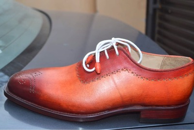 Crafted Leather Handmade Oxfords Brown & Camel Leather Dress Shoes