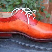 Crafted Leather Handmade Oxfords Brown & Camel Leather Dress Shoes - Thumbnail 1