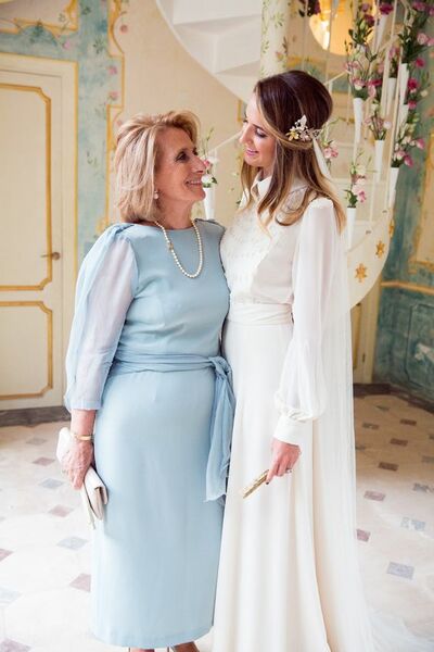 Simple Blue Tea-length Mother Of The Bride/Groom Dresses Formal Gown