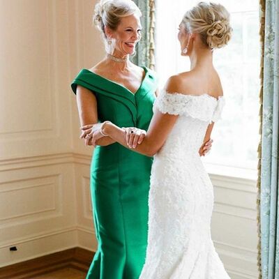 Simple green mother of the bride/groom dresses formal gown