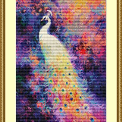 White peacock cross stitch pattern