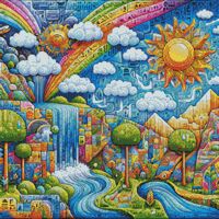 Whimsical Waterfall Cross Stitch Pattern - Thumbnail 1