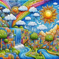 Whimsical Waterfall Cross Stitch Pattern - Thumbnail 2