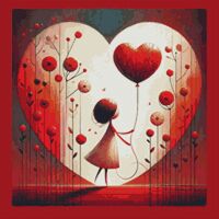 Whimsical Love Heart Cross Stitch Pattern - Thumbnail 1