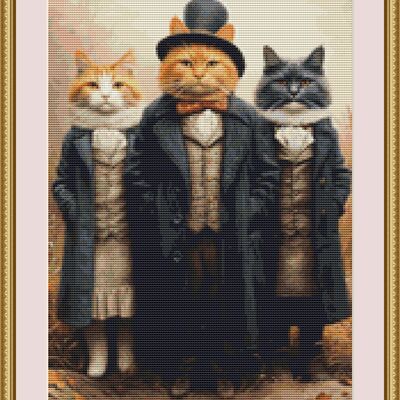 Victorian cats 1 cross stitch pattern - Thumbnail 4