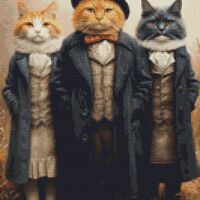 Victorian Cats 1 Cross Stitch Pattern - Thumbnail 1