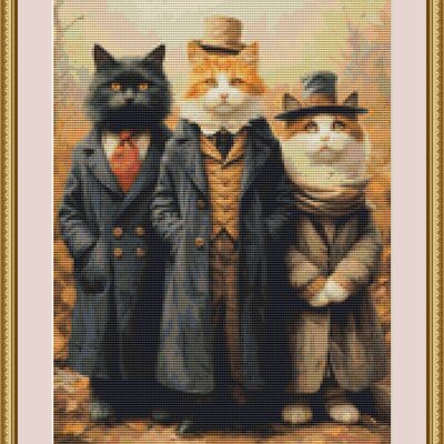 Victorian cats cross stitch pattern - Thumbnail 4