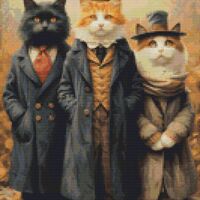 Victorian Cats Cross Stitch Pattern - Thumbnail 1