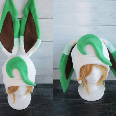 Leafeon fleece hat