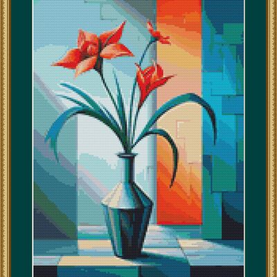 Vase cross stitch pattern