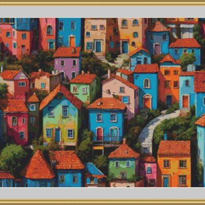 Up the hill cross stitch pattern