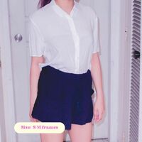 H&M Destiny Cropped Blouse | Collared White Shirt Buttoned Crop Summer Collar | Office Ladies Plain - Thumbnail 1