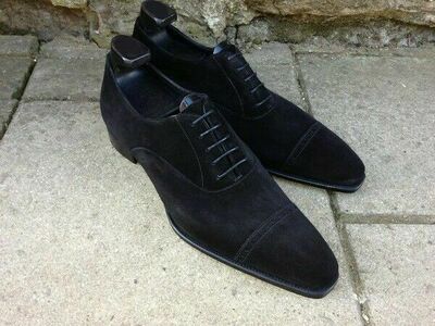 New Pure Handmade Black Suede Leather Lace up Dress Shoes for Men's