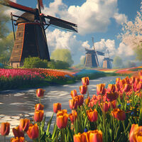 Tulips And Windmills Cross Stitch Pattern - Thumbnail 2