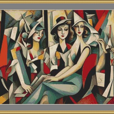 Three women cross stitch pattern