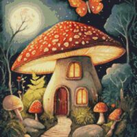 Toadstool House Cross Stitch Pattern - Thumbnail 1