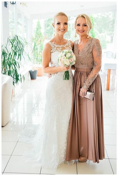 Simple Brown Lace Mother Of The Bride/Groom Dresses Formal Gown