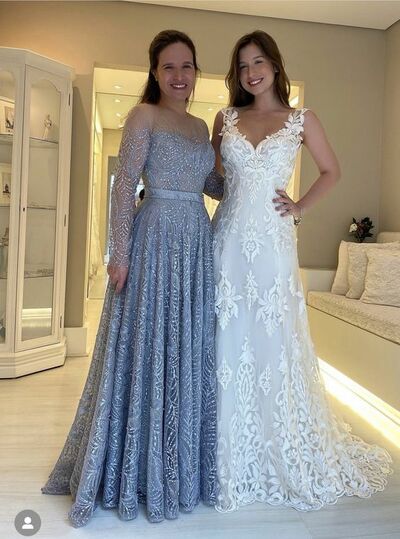 Blue Lace Appliques Mother Of The Bride/Groom Dresses Formal Gown