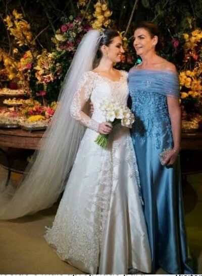 Plus Size Blue Lace Appliques Mother Of The Bride/Groom Dresses Formal Gown