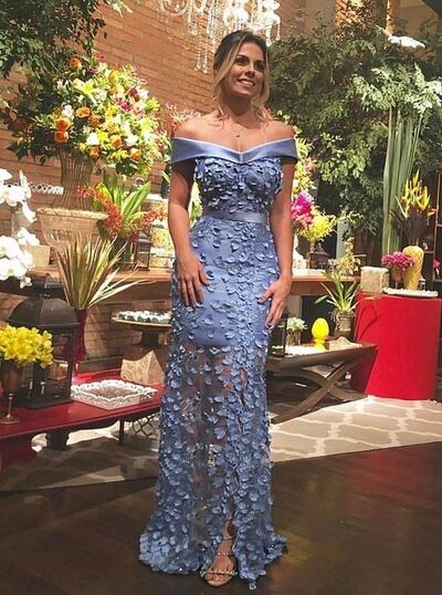 Blue Lace Appliques Mother Of The Bride/Groom Dresses Formal Gown