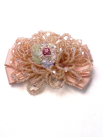 2 Pcs Rhinestone Crystal Pink Beaded Bow Wedding Shoes Shoe Clips