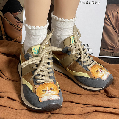 Retro Kitten Detail Running Shoes Sneakers For Woman