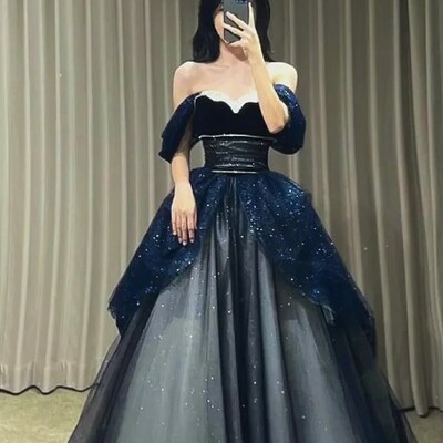 Whimsical tulle strapless ball gown dress