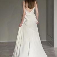 Spaghetti Strap V Back Stain Bridal Dresses - Thumbnail 2