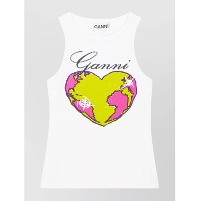 GANNI RIB HEART GRAPHIC TANK TOP