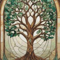 Stained Glass Tree Of Life Cross Stitch Pattern - Thumbnail 1