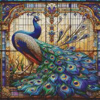 Stained Glass Peacock 2 Cross Stitch Pattern - Thumbnail 1