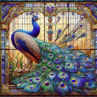 Stained Glass Peacock 2 Cross Stitch Pattern - Thumbnail 2