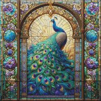 Stained Glass Peacock Cross Stitch Pattern - Thumbnail 1