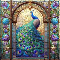 Stained Glass Peacock Cross Stitch Pattern - Thumbnail 2