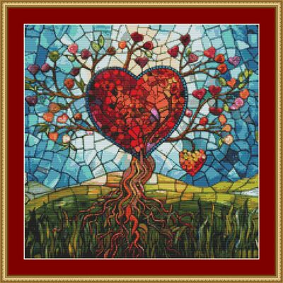 Stained glass heart cross stitch pattern - Thumbnail 2
