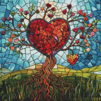 Stained Glass Heart Cross Stitch Pattern - Thumbnail 1