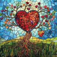 Stained Glass Heart Cross Stitch Pattern - Thumbnail 2