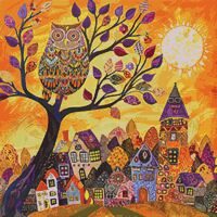 Spring Owl Cross Stitch Pattern - Thumbnail 1