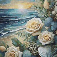 Shells And Roses Cross Stitch Pattern - Thumbnail 1