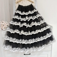 BLACK Layered Tulle Skirt Tulle Lace Holiday Skirt Outfit Custom Plus Size - Thumbnail 3