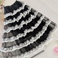 BLACK Layered Tulle Skirt Tulle Lace Holiday Skirt Outfit Custom Plus Size - Thumbnail 4