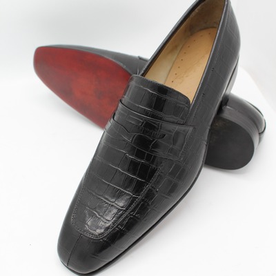 Crafted leather black crocodile loafers alligator dress shoes - Thumbnail 4