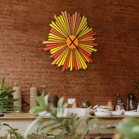 Sun wall clock: Handmade European wall clock / The Setting Sun sunburst red and orange wall clock  - Thumbnail 8